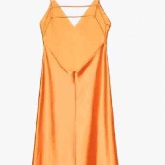 Zara Orange Satin Maxi Dress - Picture 2 of 12